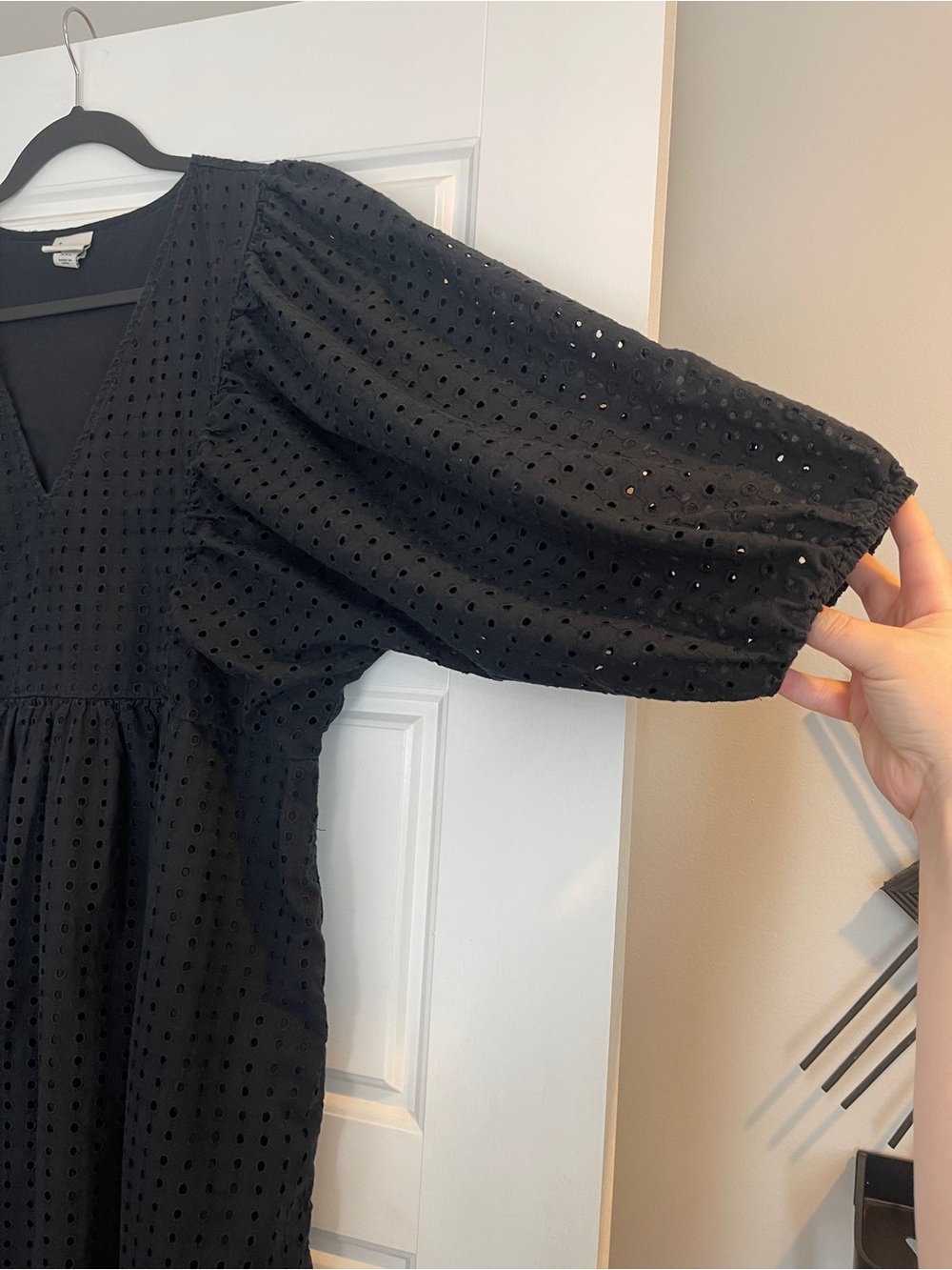 a new day Black Eyelet Midi Dress with Puff Sleeves - Picture 3 of 9
